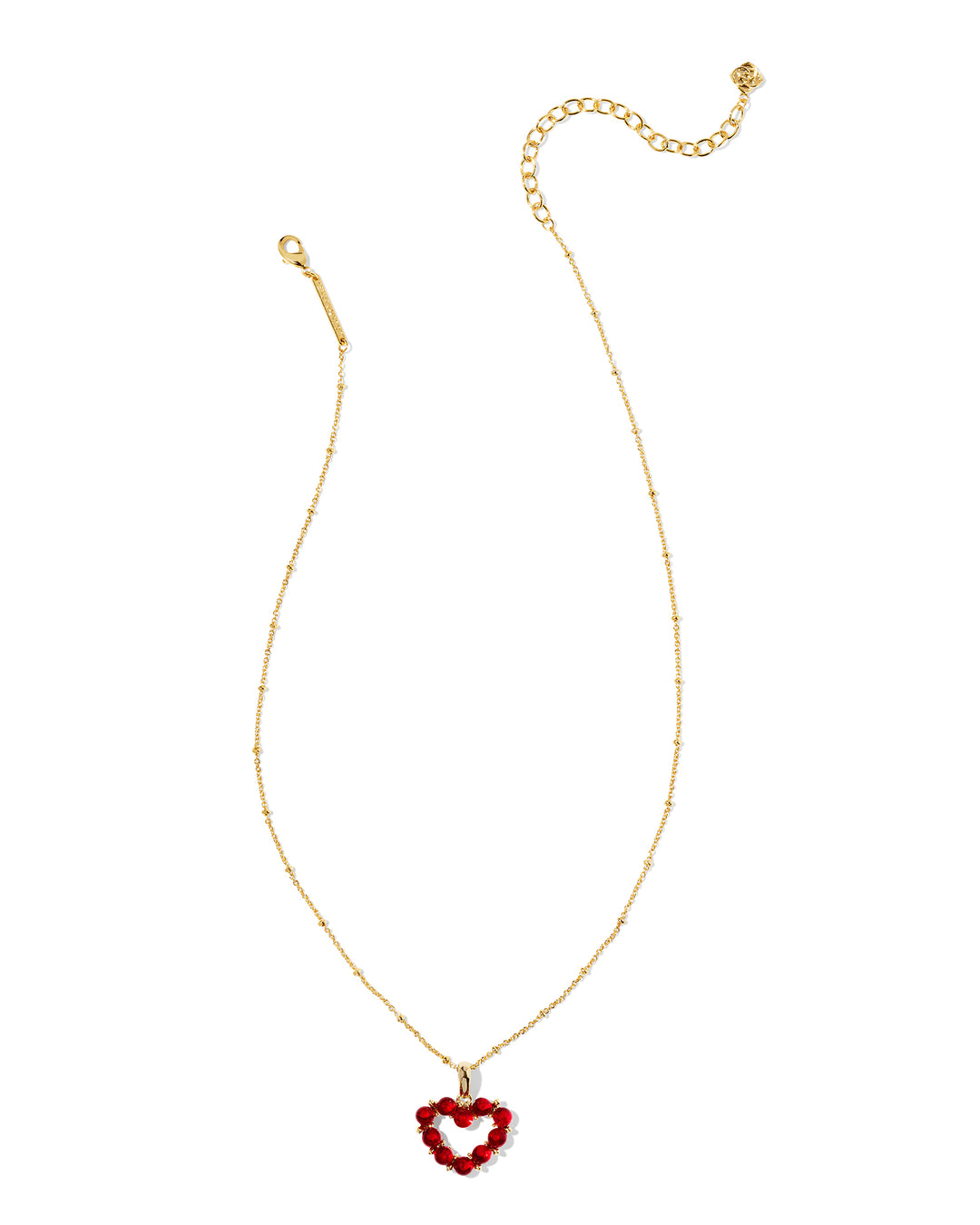 Kendra Scott-Ashton Gold Heart Short Pendant Necklace in Red Glass