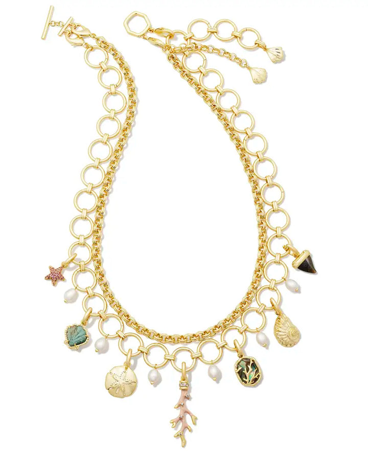 Kendra Scott Brynne Shell Charm Convertible Necklace Multi Mix Gold