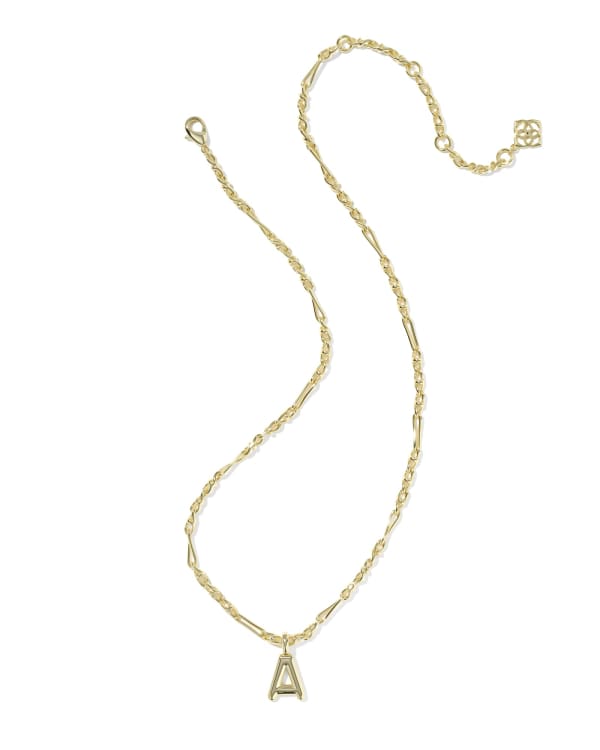 Kendra Scott Bubble Letter Pendant Short Necklace in Gold
