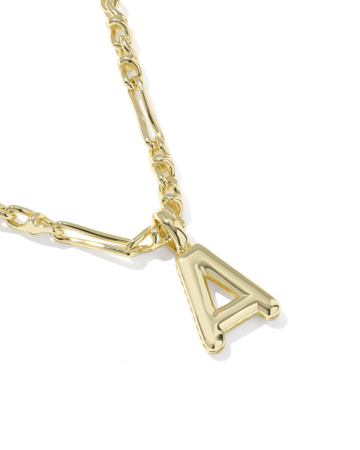 Kendra Scott Bubble Letter Pendant Short Necklace in Gold