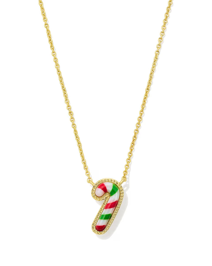 Kendra Scott Candy Cane Pendant Necklace Red Green Mix on Gold
