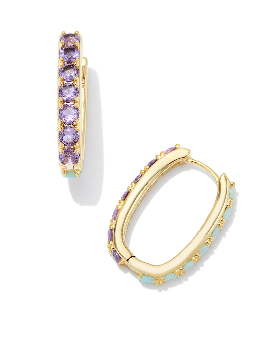 Chandler Hoop Earring Green Lilac Mix in Gold