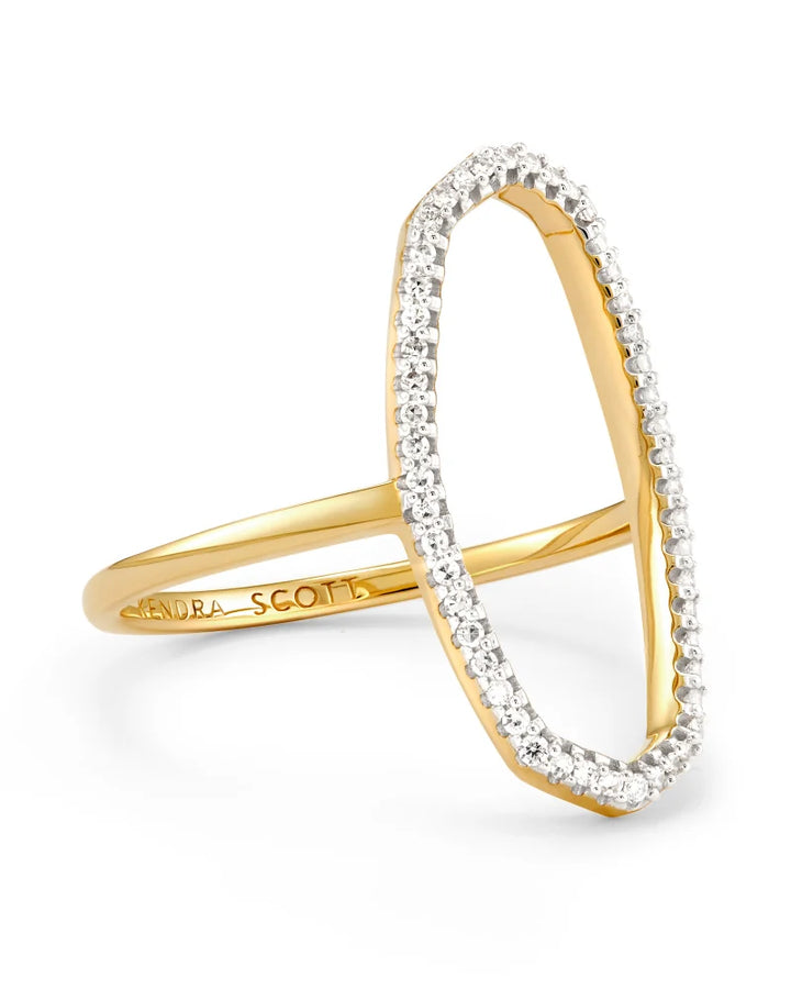 Kendra Scott Fine Jewelry-Dani 14k Yellow Gold Open Ring in White Diamond Size 7