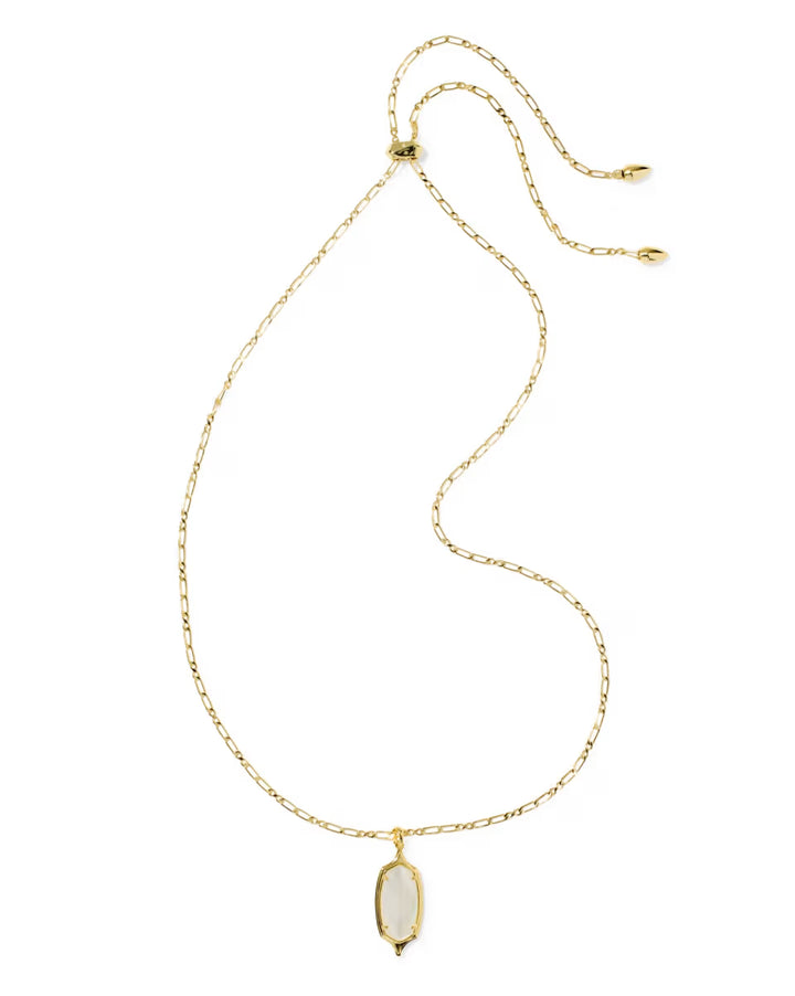 Kendra Scott Dani Step Frame Long Ivory Mother of Pearl Necklace in Gold