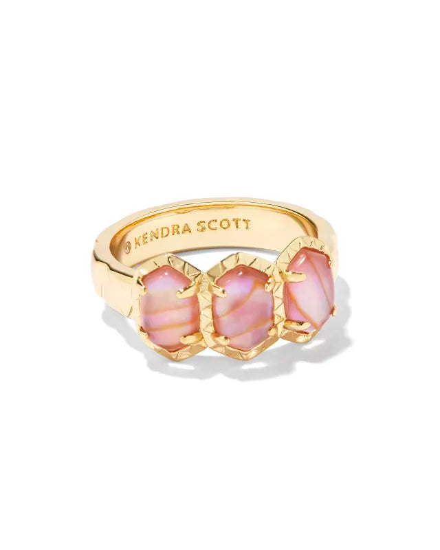 Kendra Scott Daphne Band Ring in Light Pink Iridescent Abalone on Gold