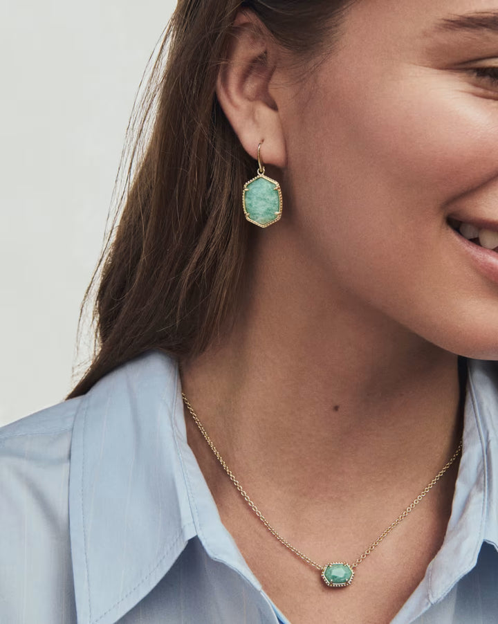 Kendra Scott Daphne Frame Drop Earring in Teal Amazonite on Gold