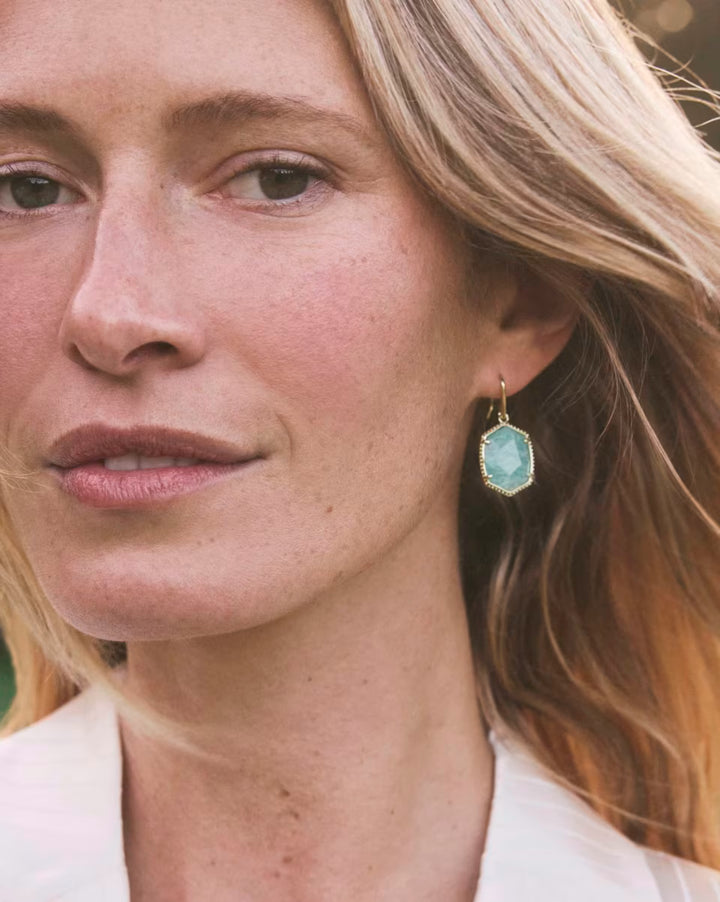 Kendra Scott Daphne Frame Drop Earring in Teal Amazonite on Gold