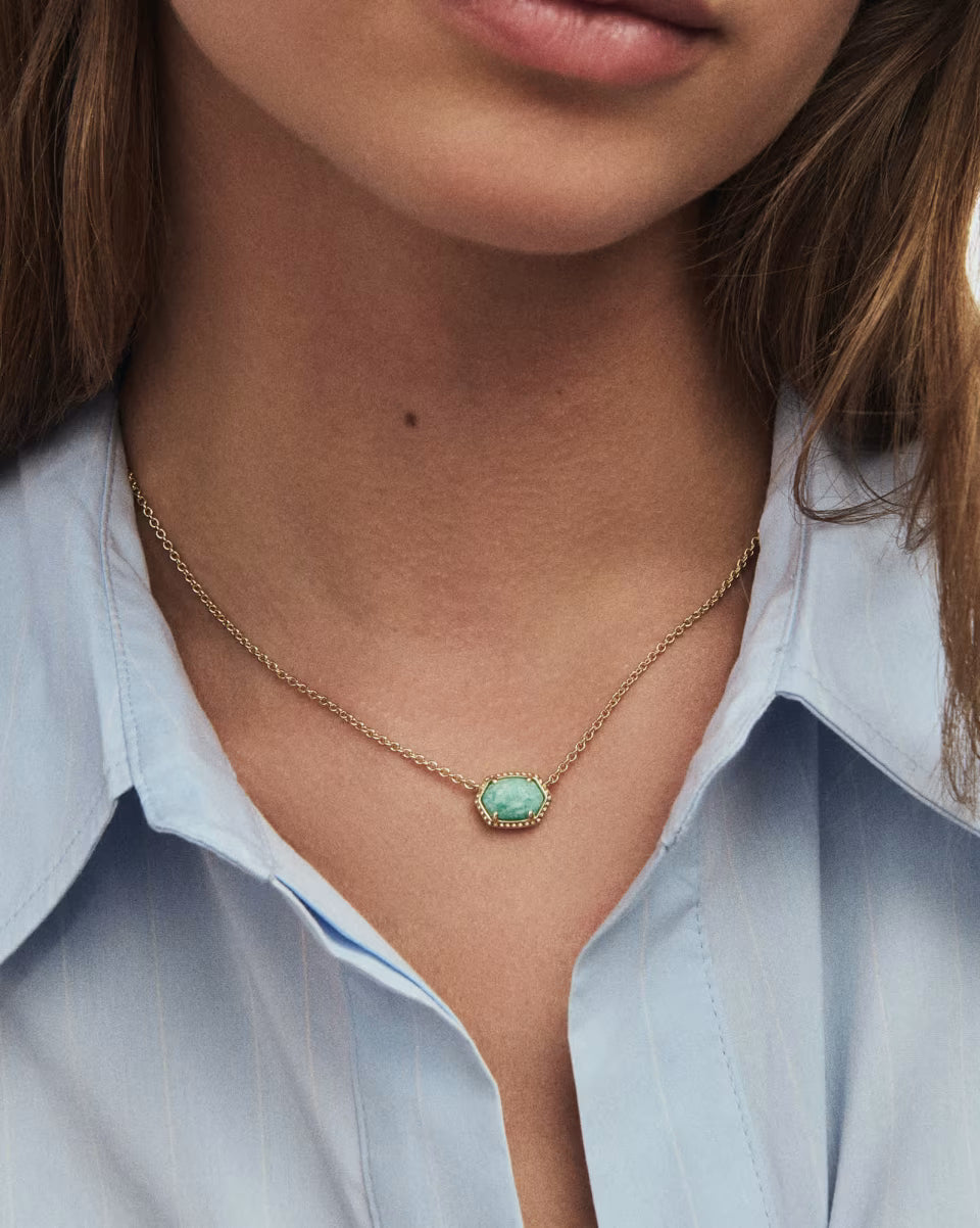 Kendra Scott Daphne Short Frame Pendant in Teal Amazonite on Gold