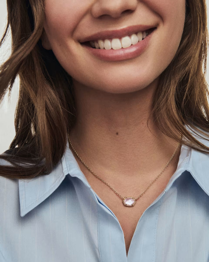 Kendra Scott Daphne Short Frame Pendant in Taupe Mother of Pearl on Gold