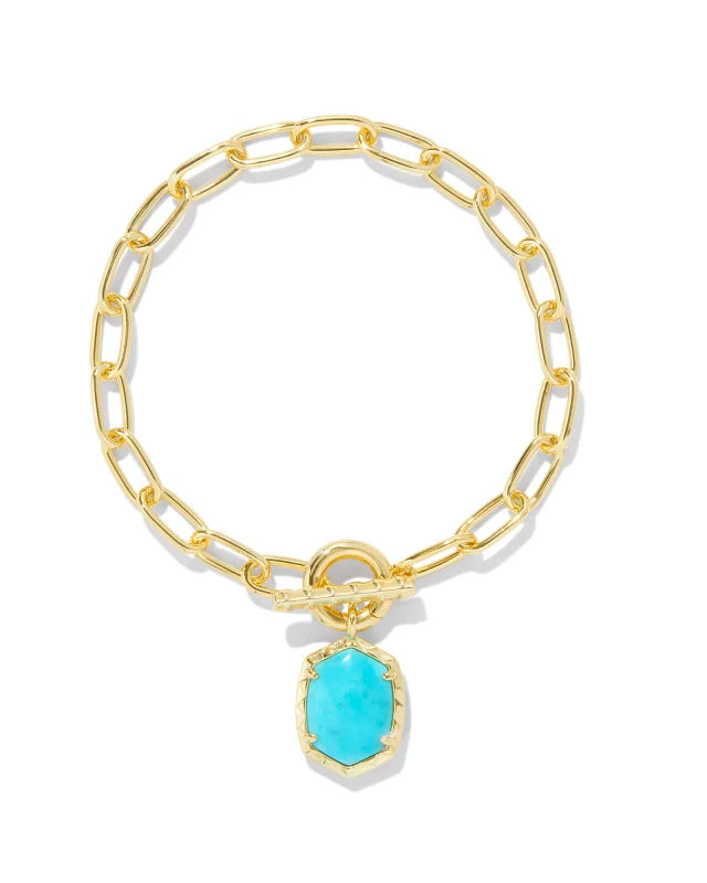 Kendra Scott Daphne Link Chain Bracelet Variegated Turquoise Gold