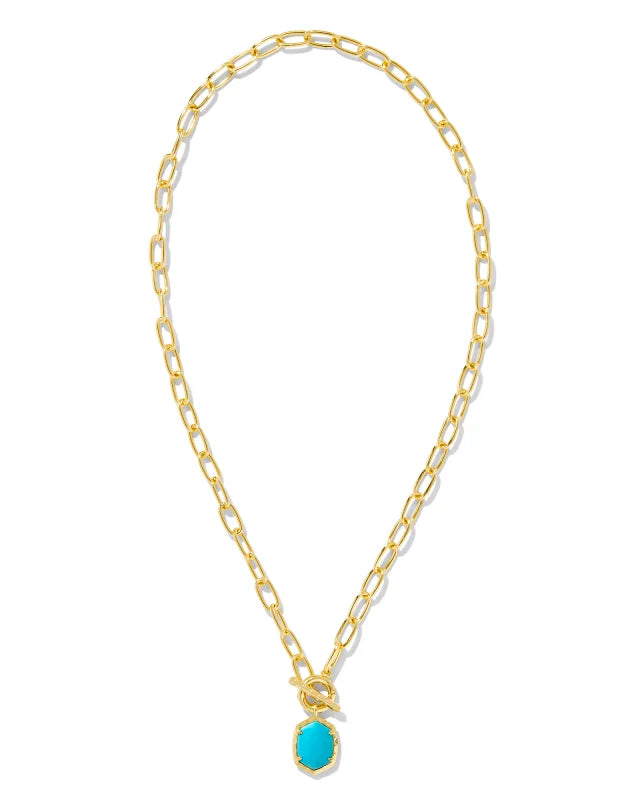 Kendra Scott Daphne Link Chain Necklace Variegated Turquoise Gold