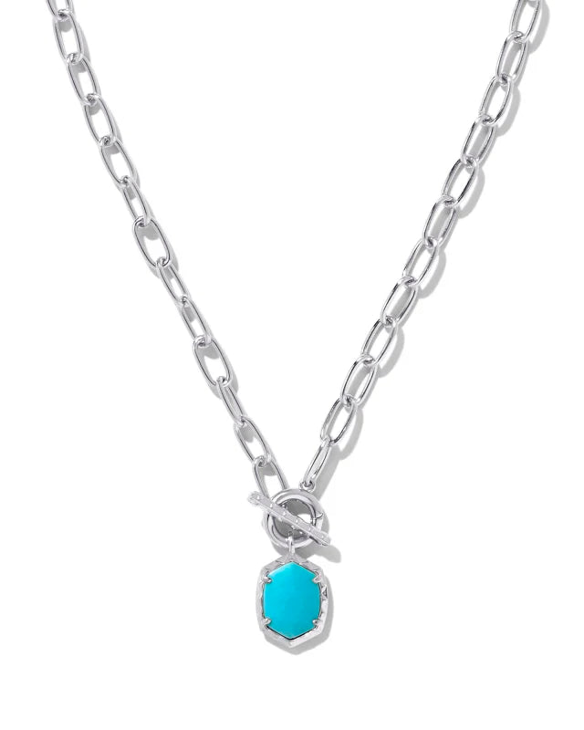 Kendra Scott Daphne Link Chain Necklace Variagated Turquoise on Silver