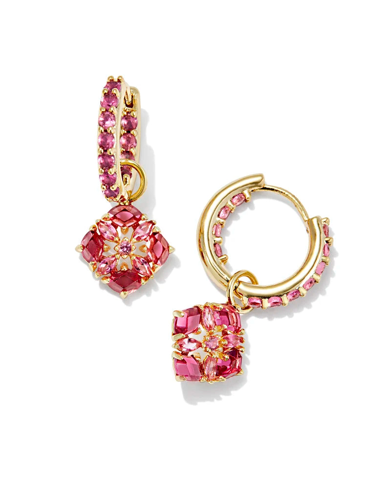 Dira Crystal Huggie Earring in Pink Mix Gold