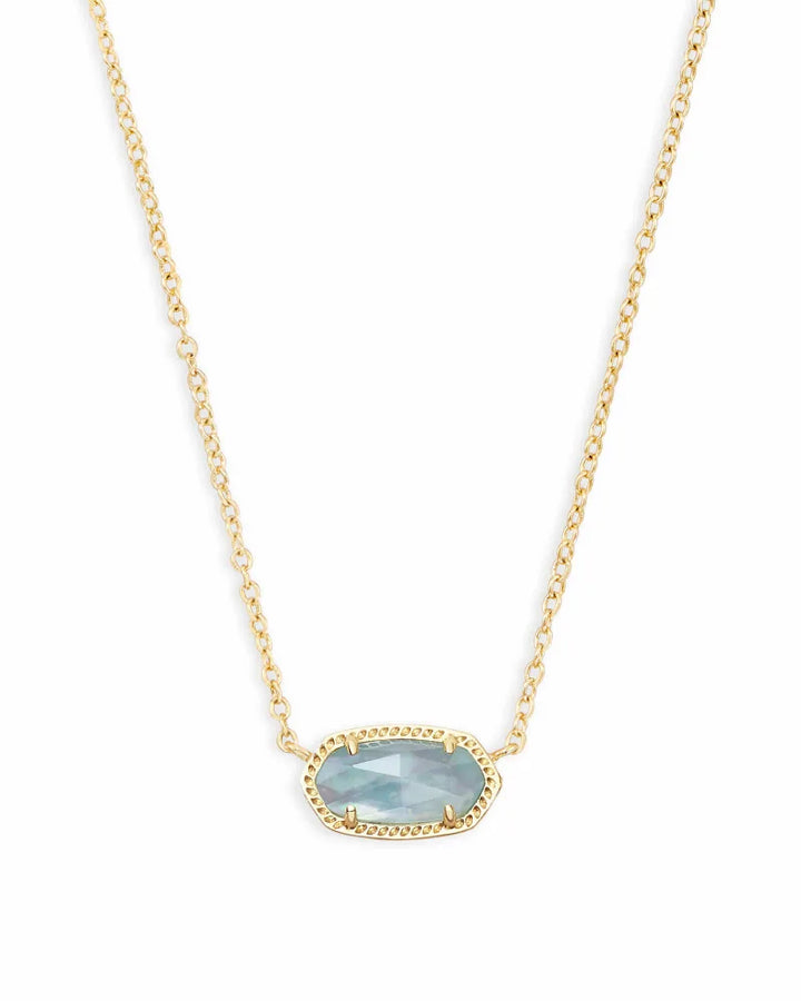 Elisa Gold Pendant Necklace in Light Blue Illusion