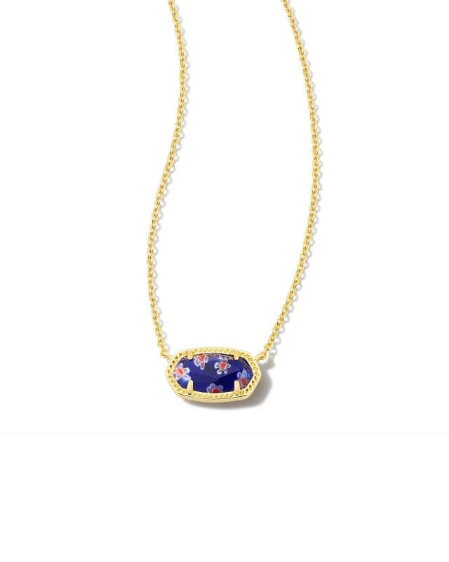 Kendra Scott-Elisa Gold Pendant Necklace in Cobalt Blue Mosaic Glass