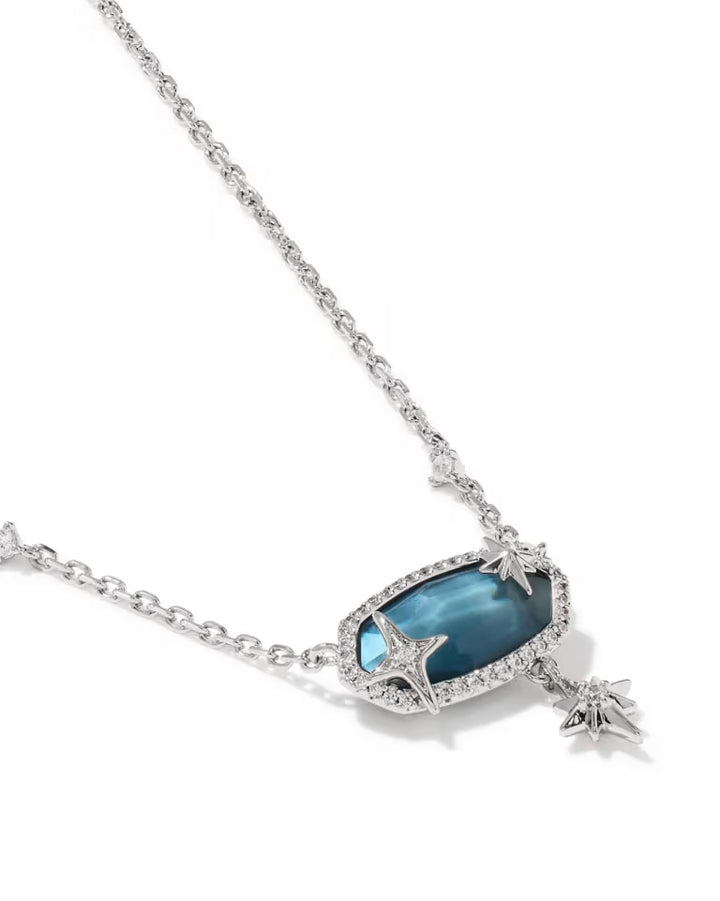 Kendra Scott Elisa Star Pendant Necklace Rhodium Steel Blue MOP