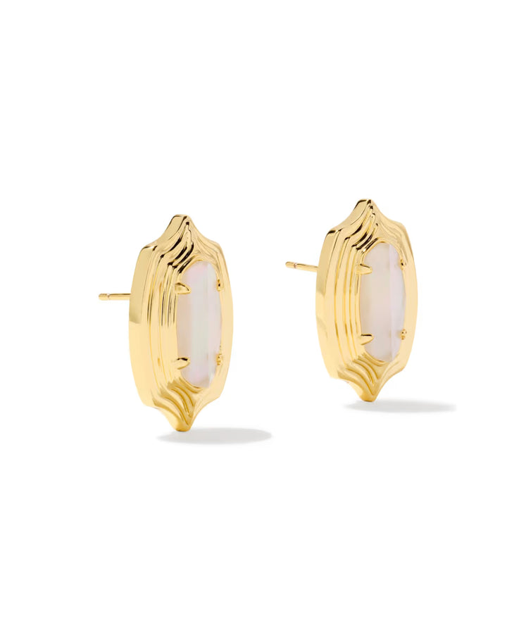 Kendra Scott Ellie Crystal Ivory Step Frame Stud Earring in Gold
