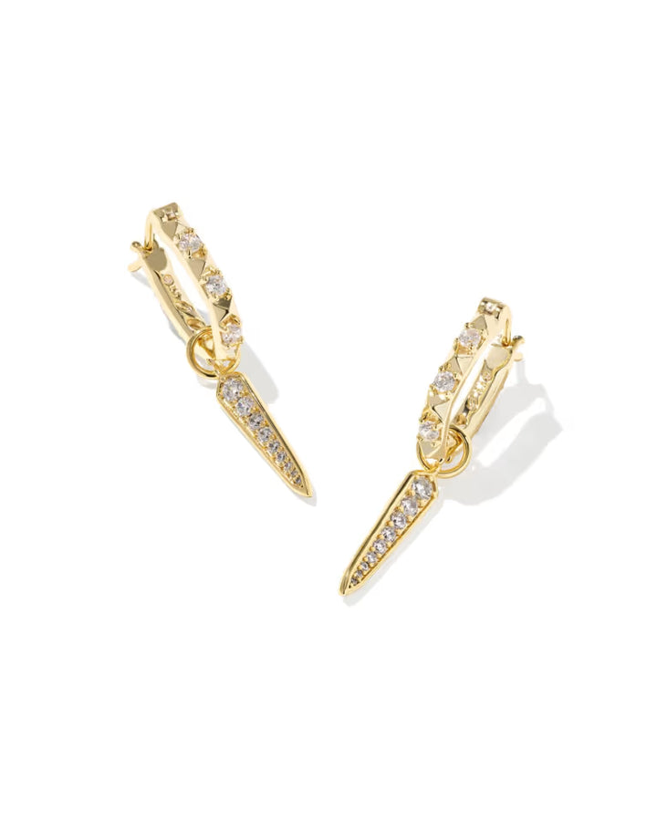 Kendra Scott Fate Charm Huggie Earring Gold White CZ