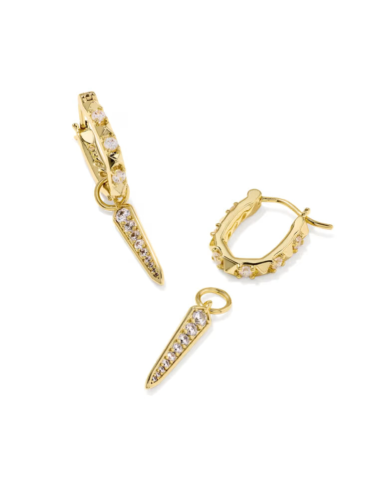 Kendra Scott Fate Charm Huggie Earring Gold White CZ
