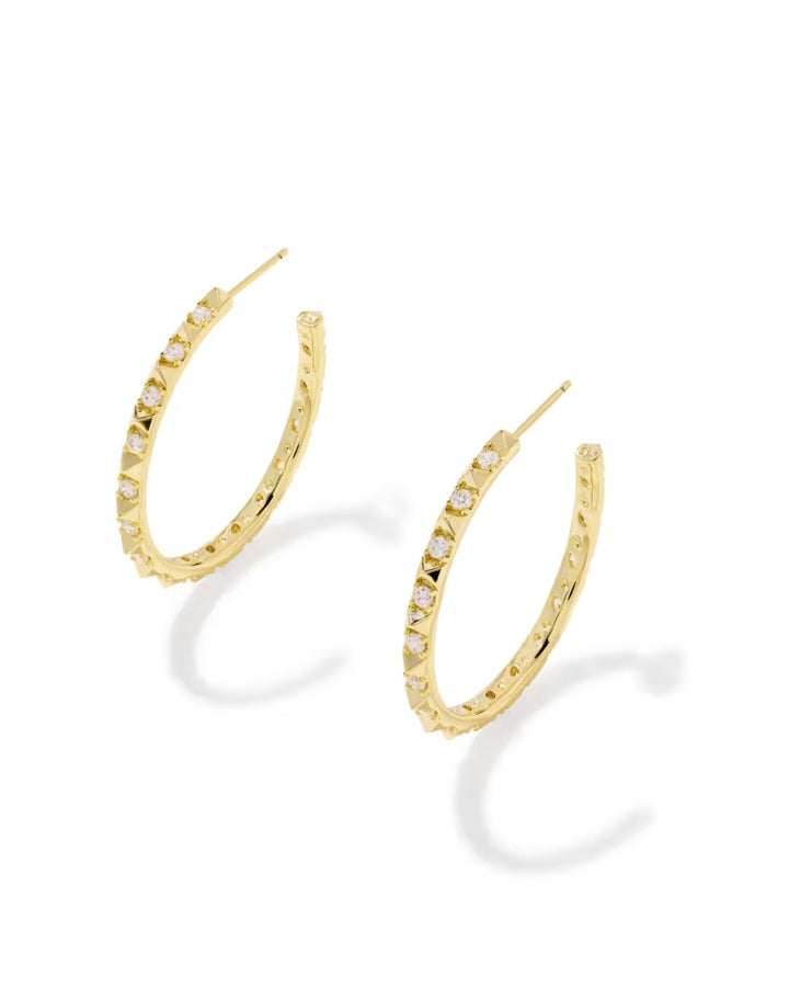 Kendra Scott Fate Hoop Earring Gold White CZ