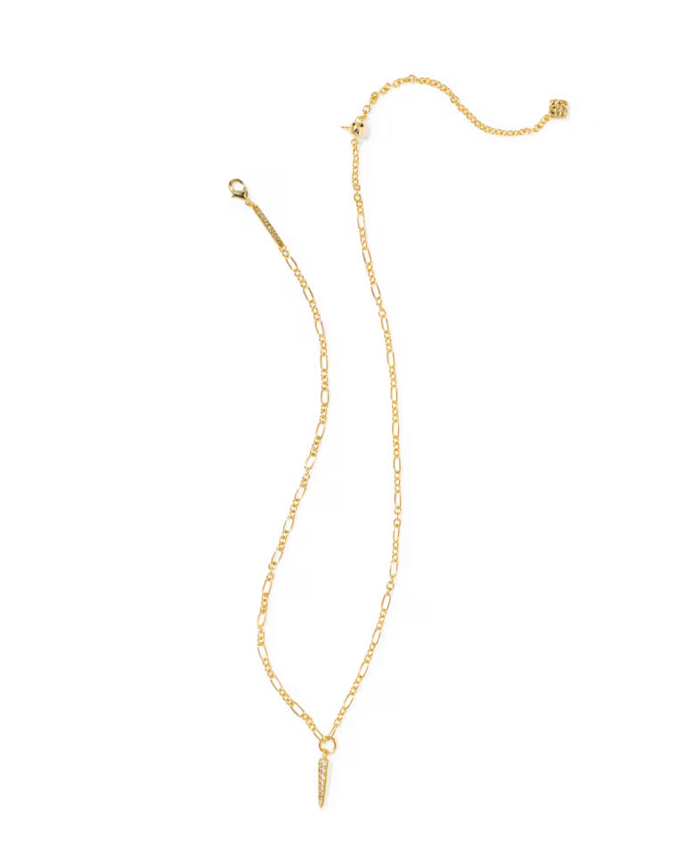 Kendra Scott Fate Short Pendant Necklace Gold White CZ