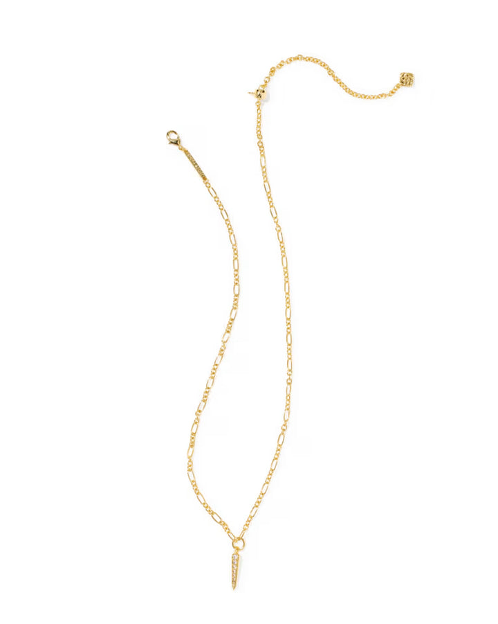 Kendra Scott Fate Short Pendant Necklace Gold White CZ