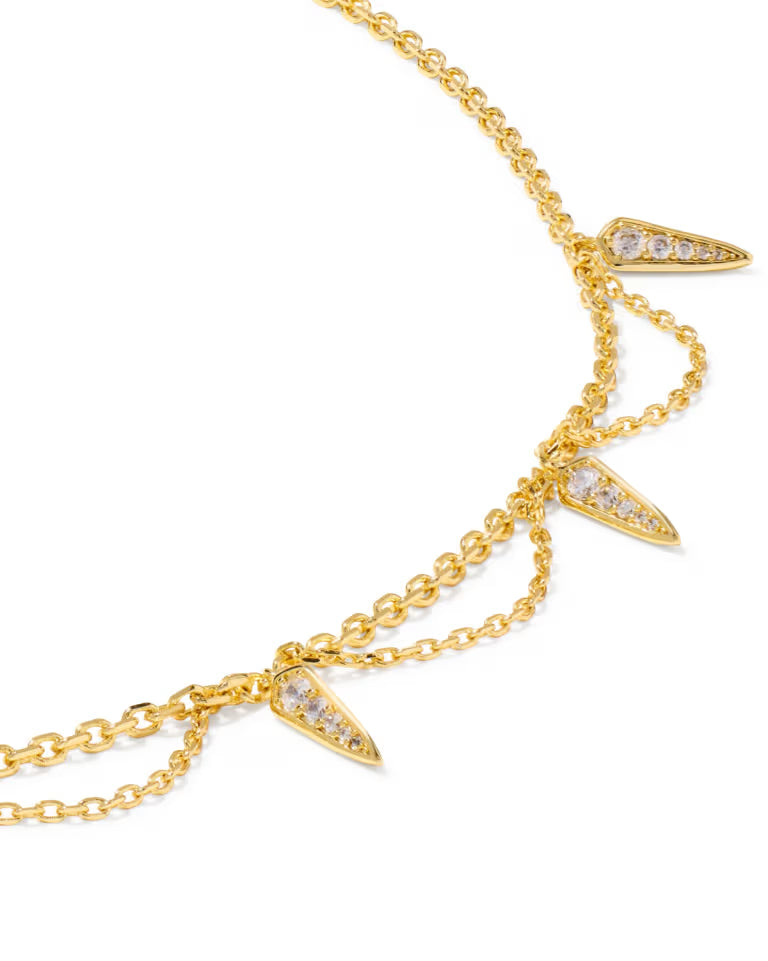 Kendra Scott Fate Strand Necklace Gold White CZ
