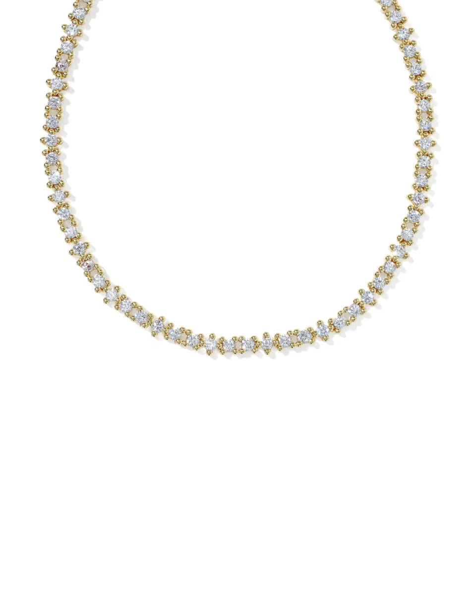 Kendra Scott Fate Tennis Necklace Rhodium White CZ