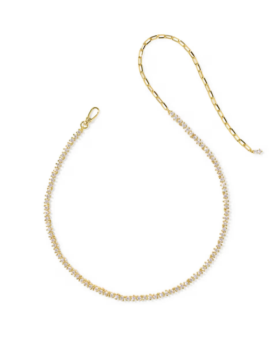 Kendra Scott Fate Tennis Necklace Rhodium White CZ