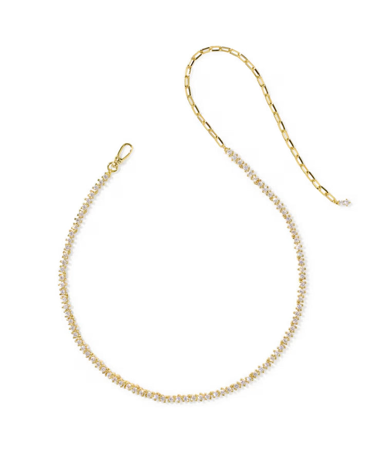 Kendra Scott Fate Tennis Necklace Rhodium White CZ