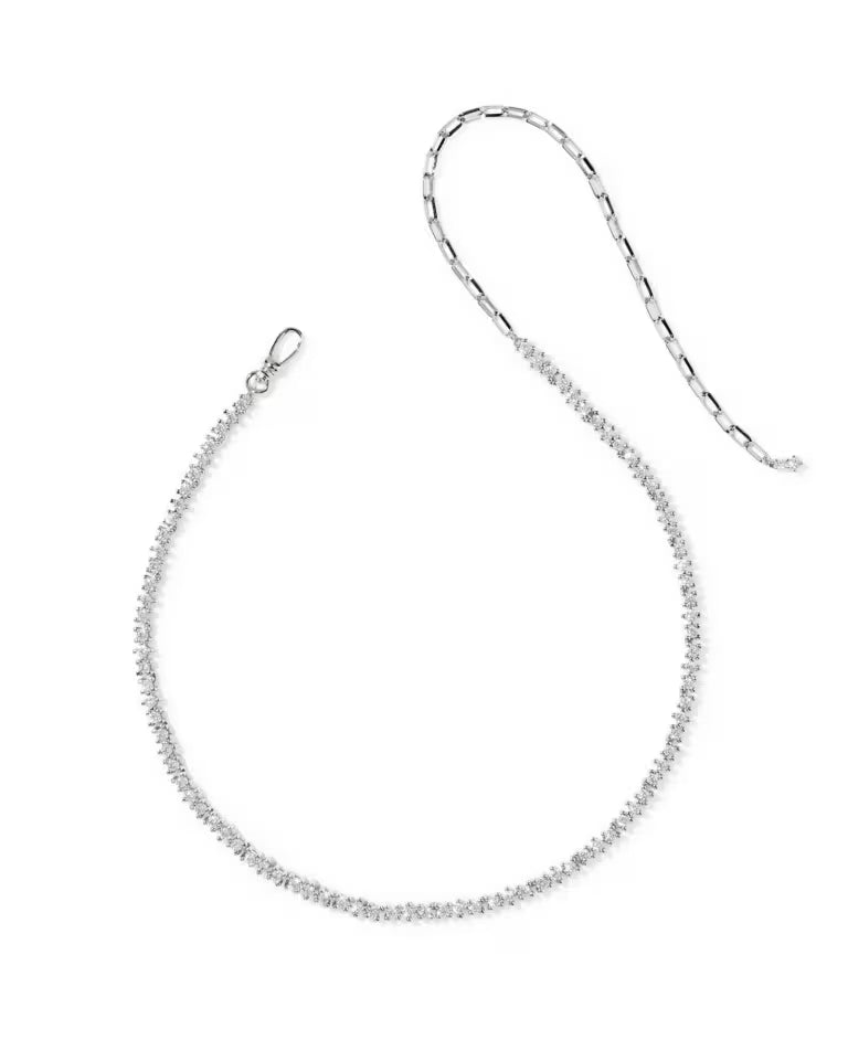 Kendra Scott Fate Tennis Necklace Gold White CZ