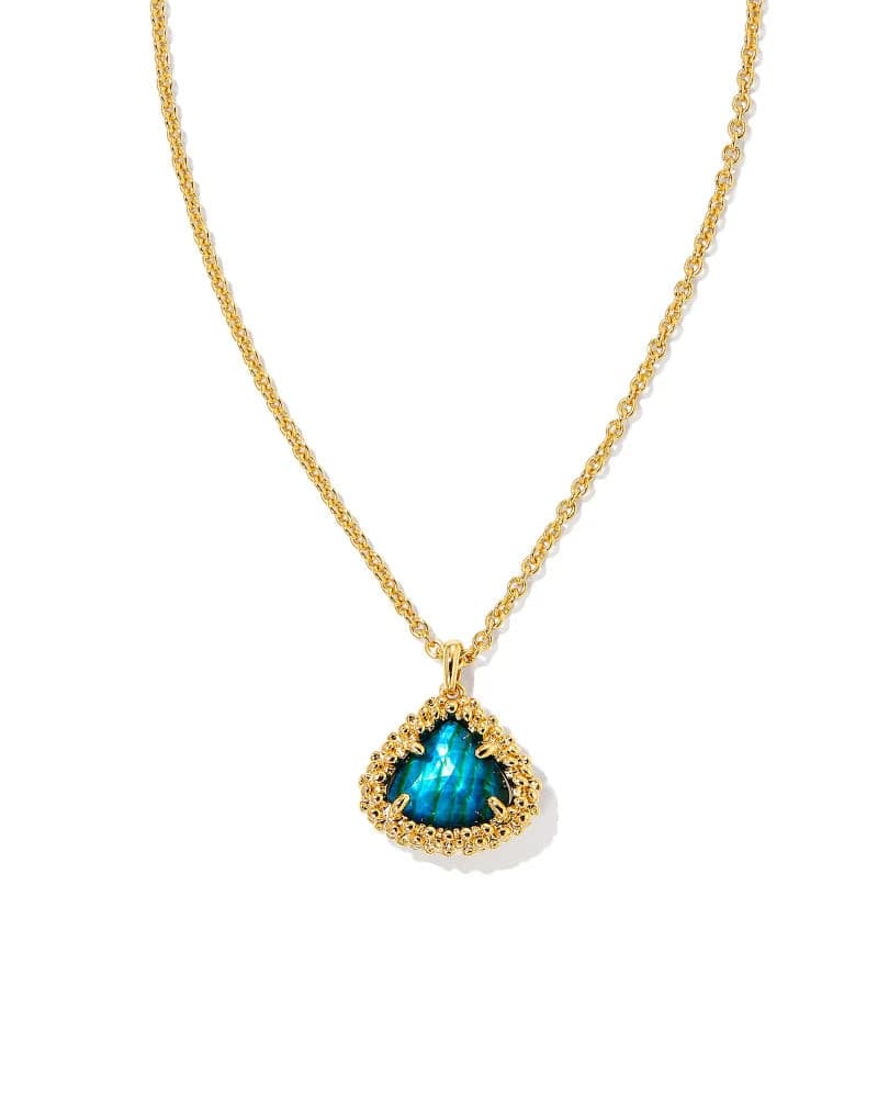 KENDALL PENDANT-TEAL ABALONE/GD