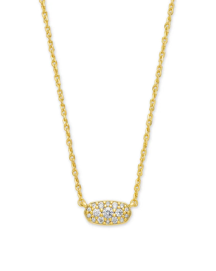 Kendra Scott-Grayson Gold Pendant Necklace in White Crystal