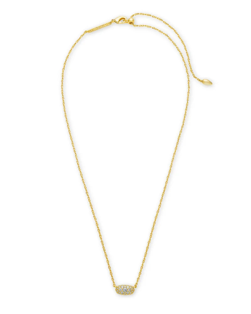 Kendra Scott-Grayson Gold Pendant Necklace in White Crystal