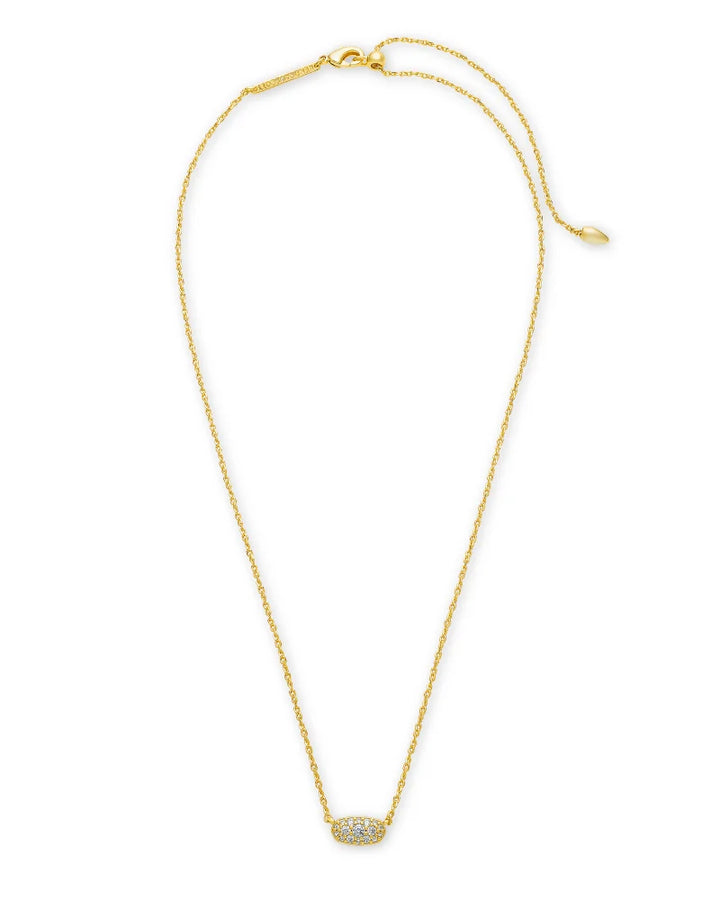 Kendra Scott-Grayson Gold Pendant Necklace in White Crystal