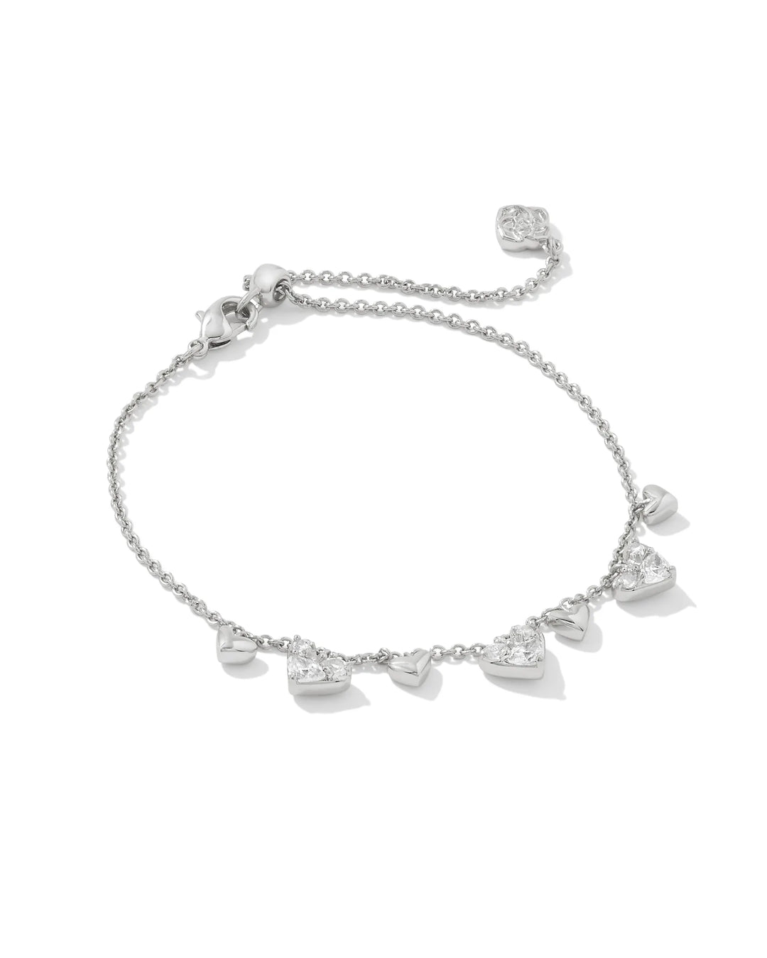 Kendra Scott-Haven Silver Heart Crystal Chain Bracelet in White Crystal
