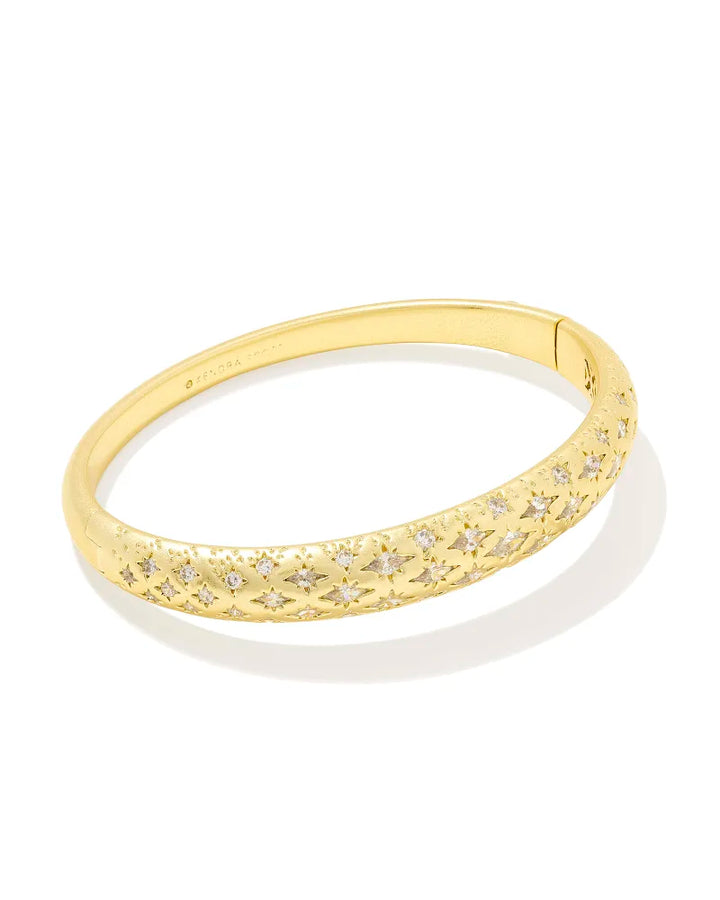 Kendra Scott Holland Bangle Bracelet in White Crystal on Gold