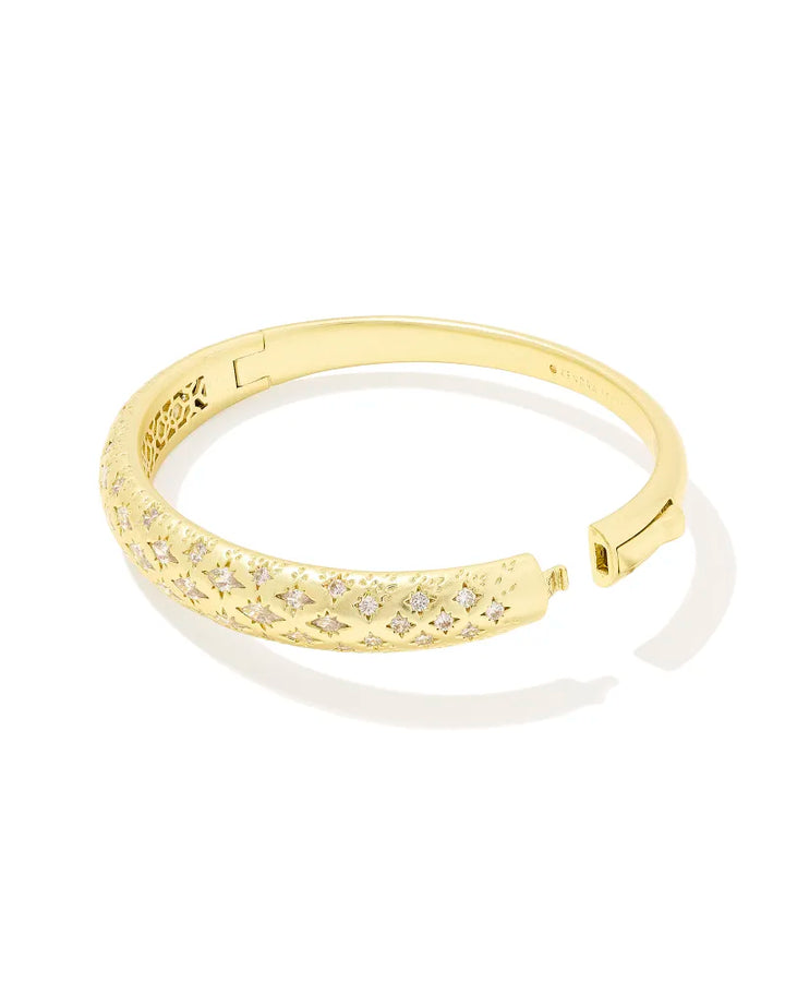 Kendra Scott Holland Bangle Bracelet in White Crystal on Gold