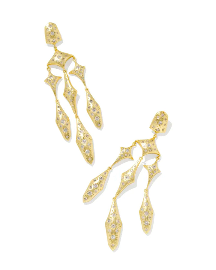 Kendra Scott Holland Statement Earring in White Crystal Gold