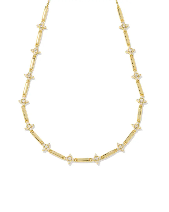 Kendra Scott Holland Strand Necklace in White Crystal on Gold