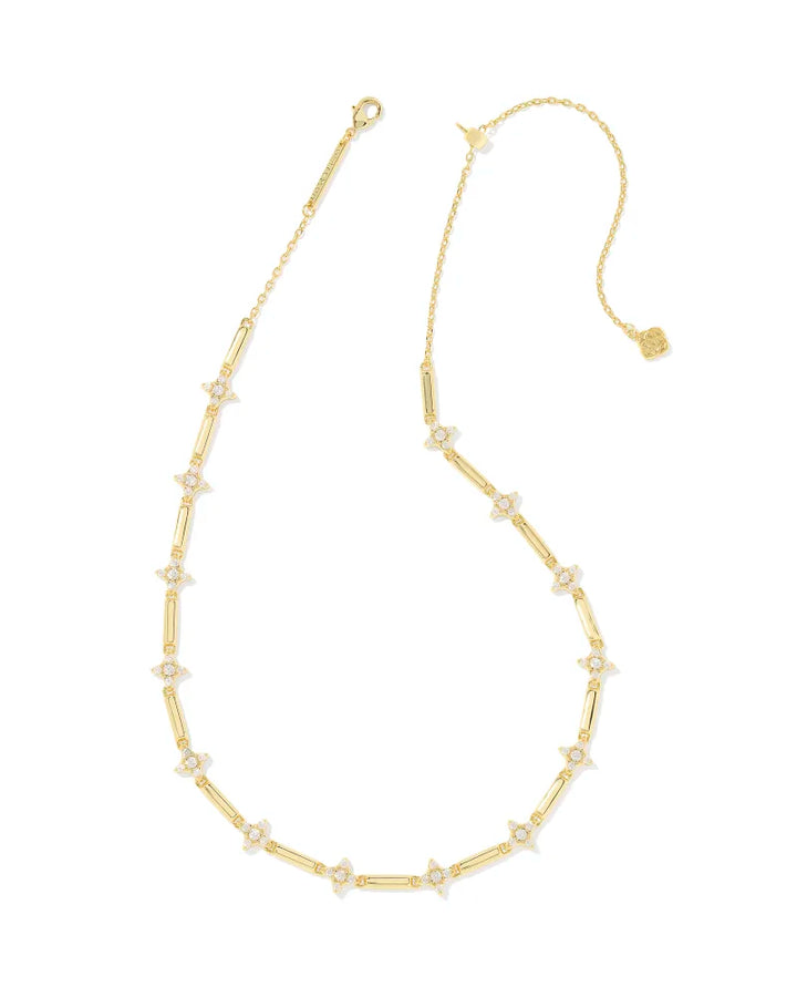 Kendra Scott Holland Strand Necklace in White Crystal on Gold