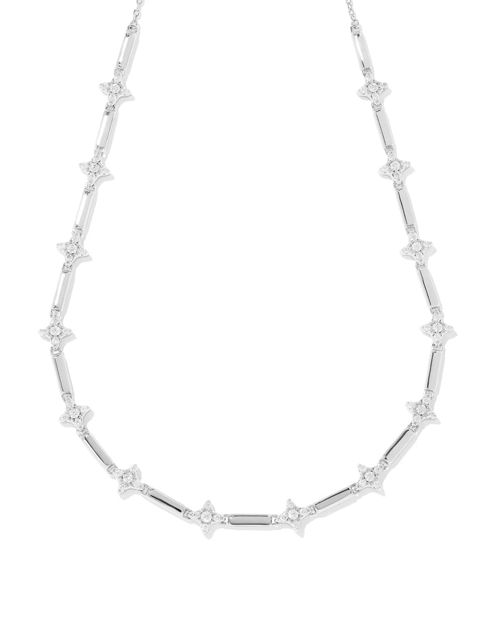 Kendra Scott Holland Strand Necklace in White Crystal on Silver