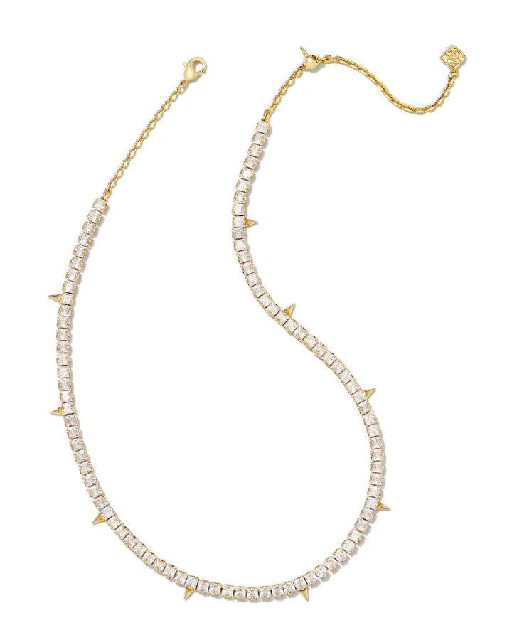 Jacqueline Tennis Necklace Gold White Crystal