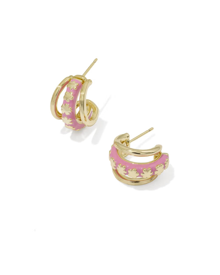 Kendra Scott Jane Convertible Huggie Earrings in Pink on Gold
