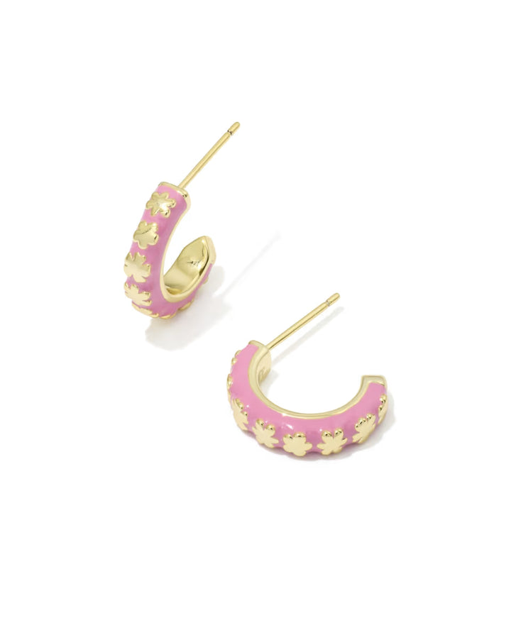 Kendra Scott Jane Convertible Huggie Earrings in Pink on Gold