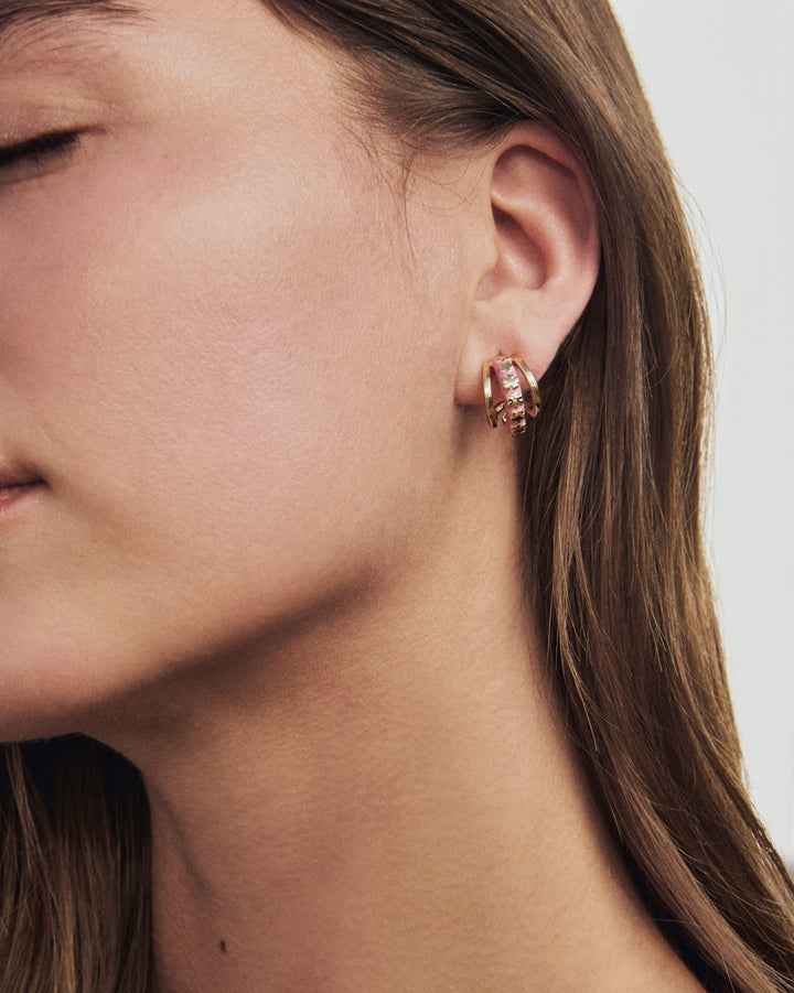 Kendra Scott Jane Convertible Huggie Earrings in Pink on Gold