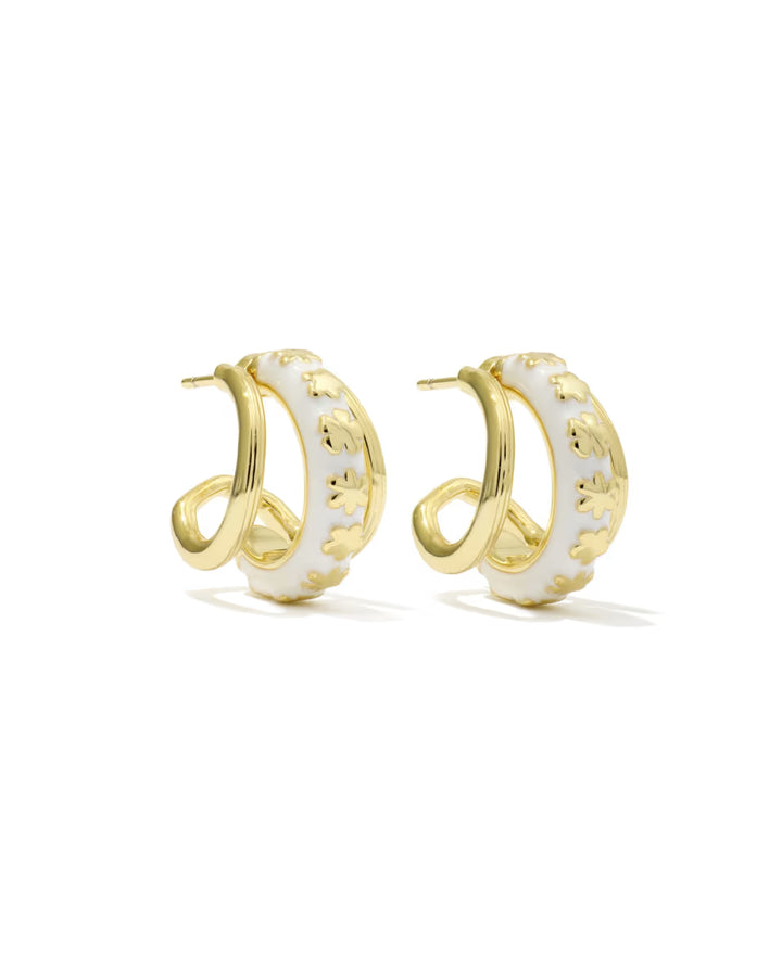 Kendra Scott Jane Huggie Earrings in White on Gold