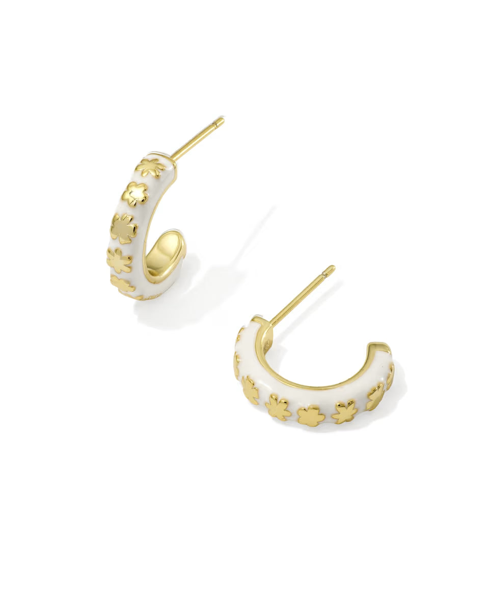 Kendra Scott Jane Huggie Earrings in White on Gold