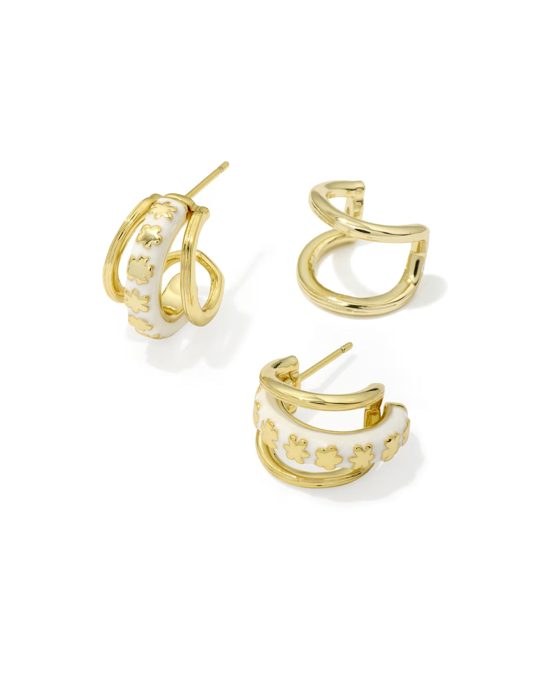 Kendra Scott Jane Huggie Earrings in White on Gold