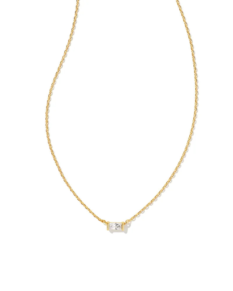 Kendra Scott-Juliette Gold Pendant Necklace in White Crystal